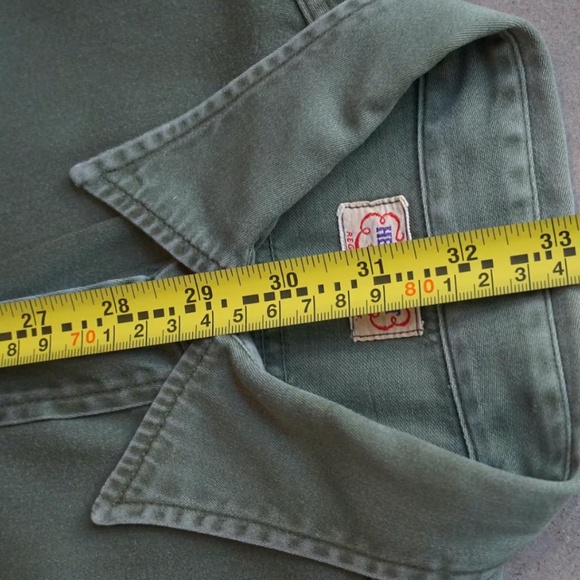 Vintage 1950s Headlight Army Green Twill Shirt Workwear Union Made Sanforized - Picture 6 of 8